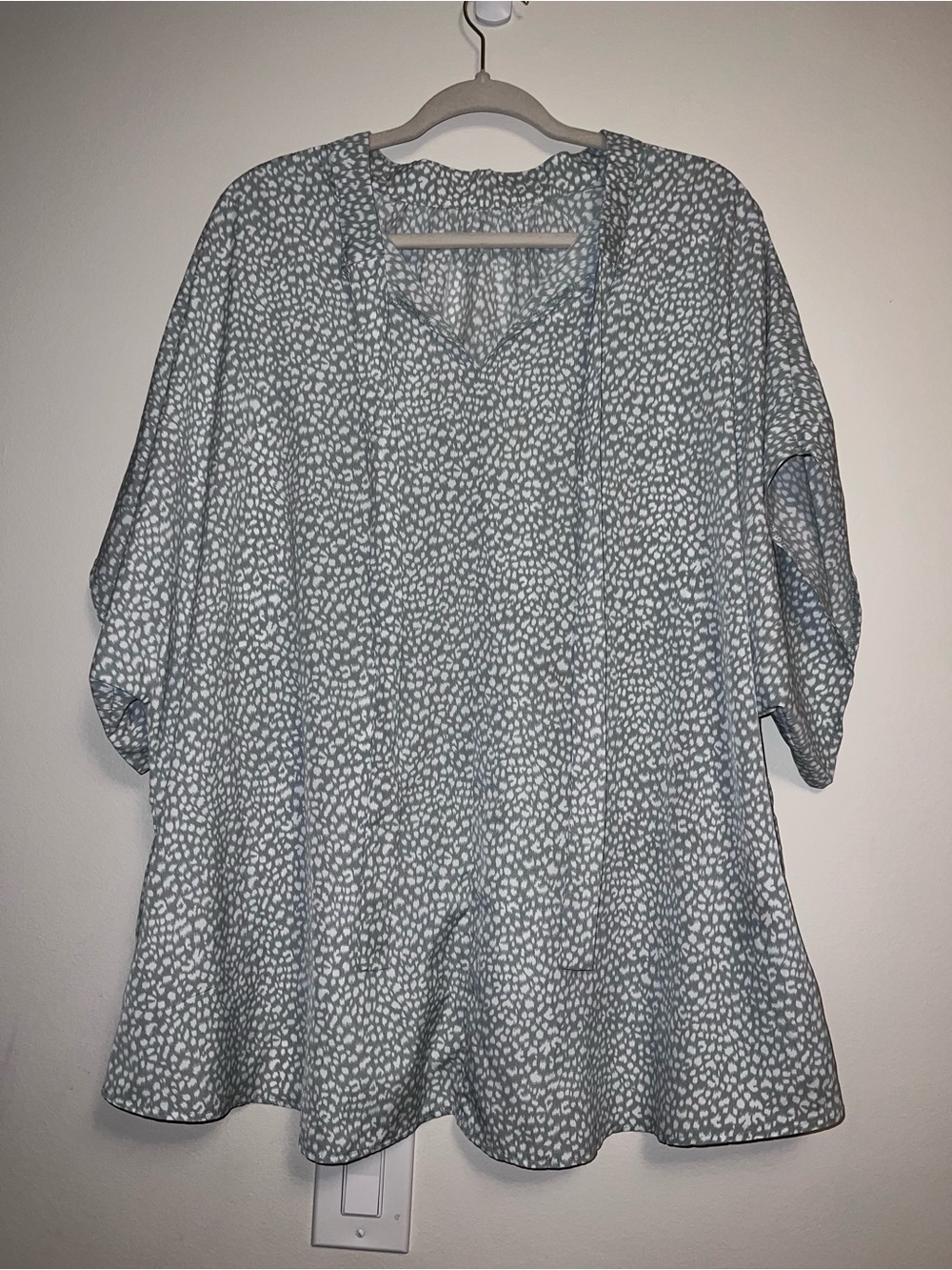 SHEIN Sage & White leopard cheetah short sleeve Top